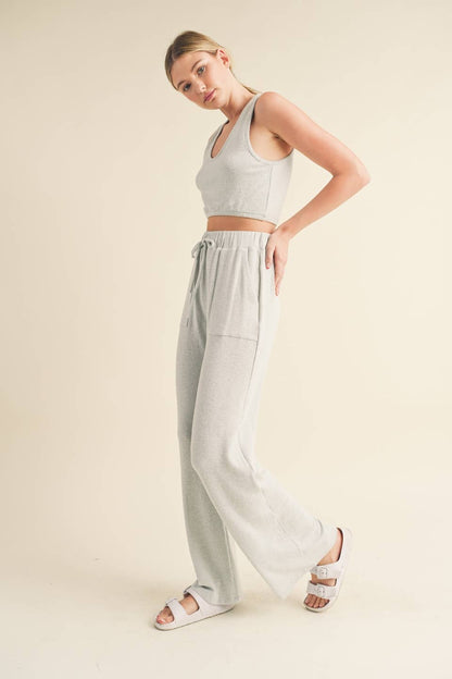 KIMBERLY C - Soft Brushed Hacci Lounge Tank and Pants Set