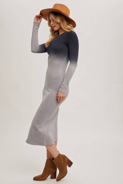 Bluivy - Ombre Bodycon Knit Midi Dress