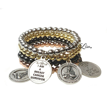 Love, Lisa - St. Agatha Patron Saint of Breast Cancer Bracelet: Silver