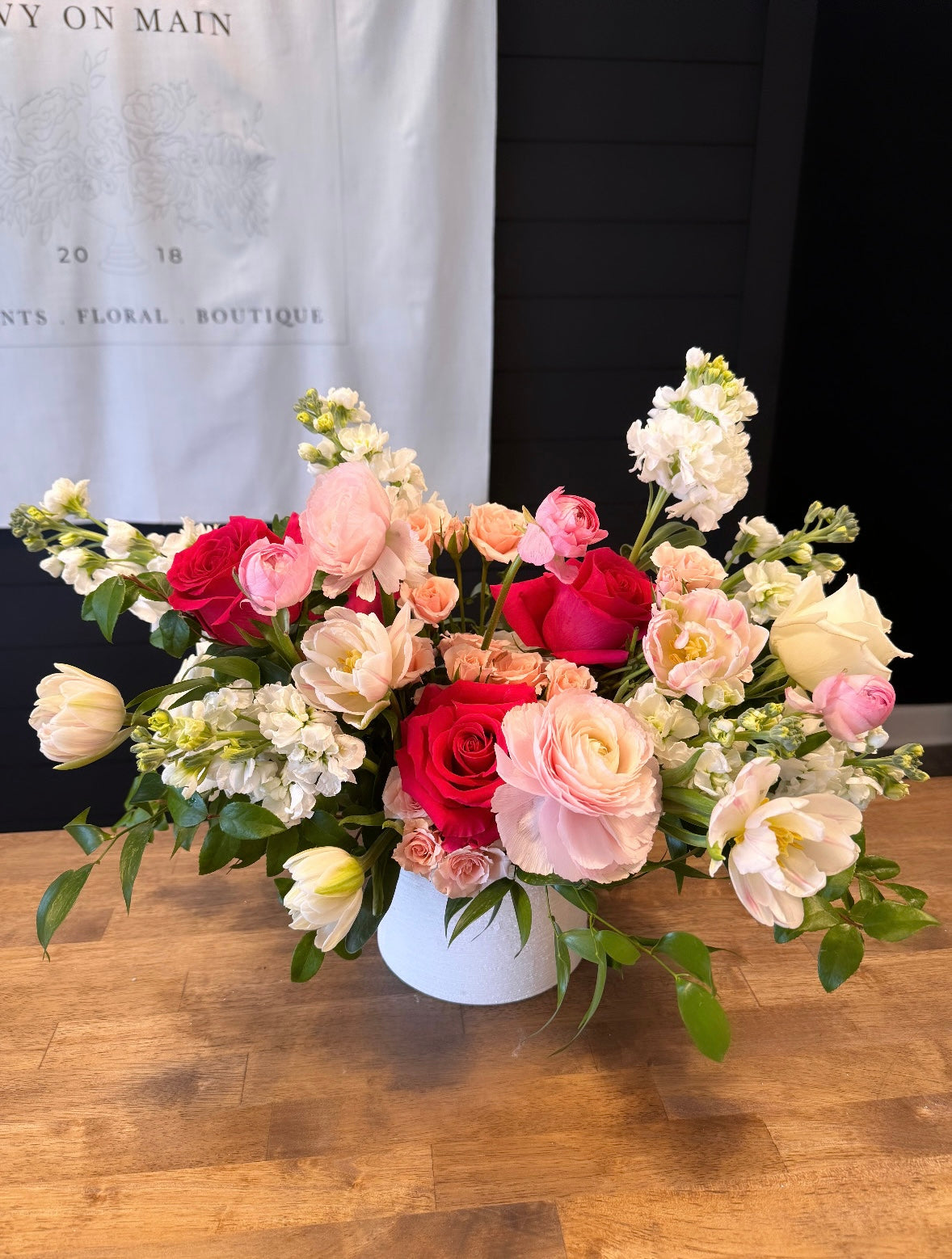 Shades of Pink Compote Arrangement