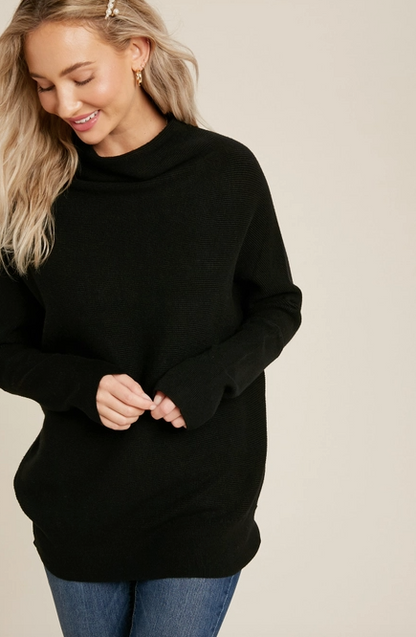 Bluivy - Slouch Neck Dolman Pullover - Black