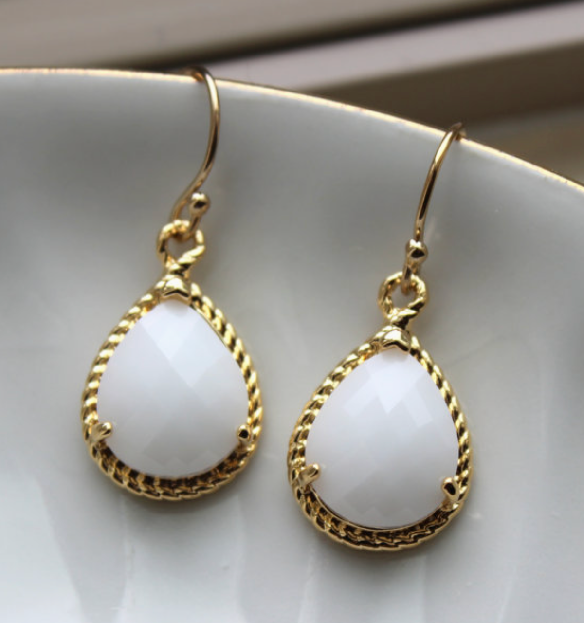 Laalee Jewelry - Gold White Opal Earrings