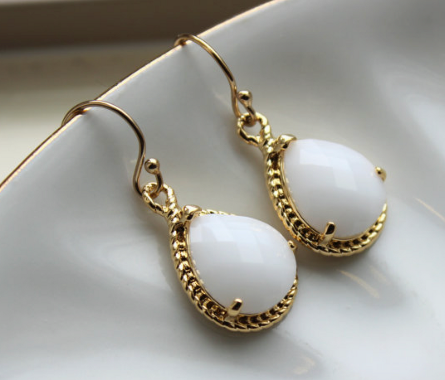 Laalee Jewelry - Gold White Opal Earrings