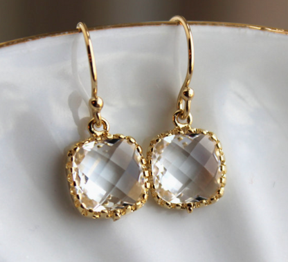 Laalee Jewelry - Dainty Small Gold Crystal Earrings