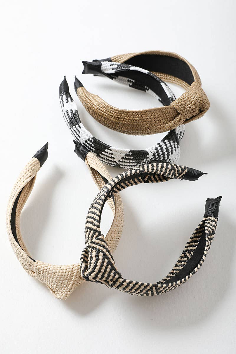 Leto Accessories - Bohemian Straw Rattan Knotted Headband - Black
