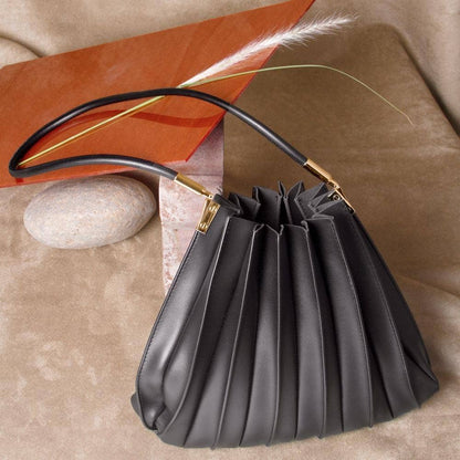 Melie Bianco - Carrie Black Pleated Vegan Shoulder Bag