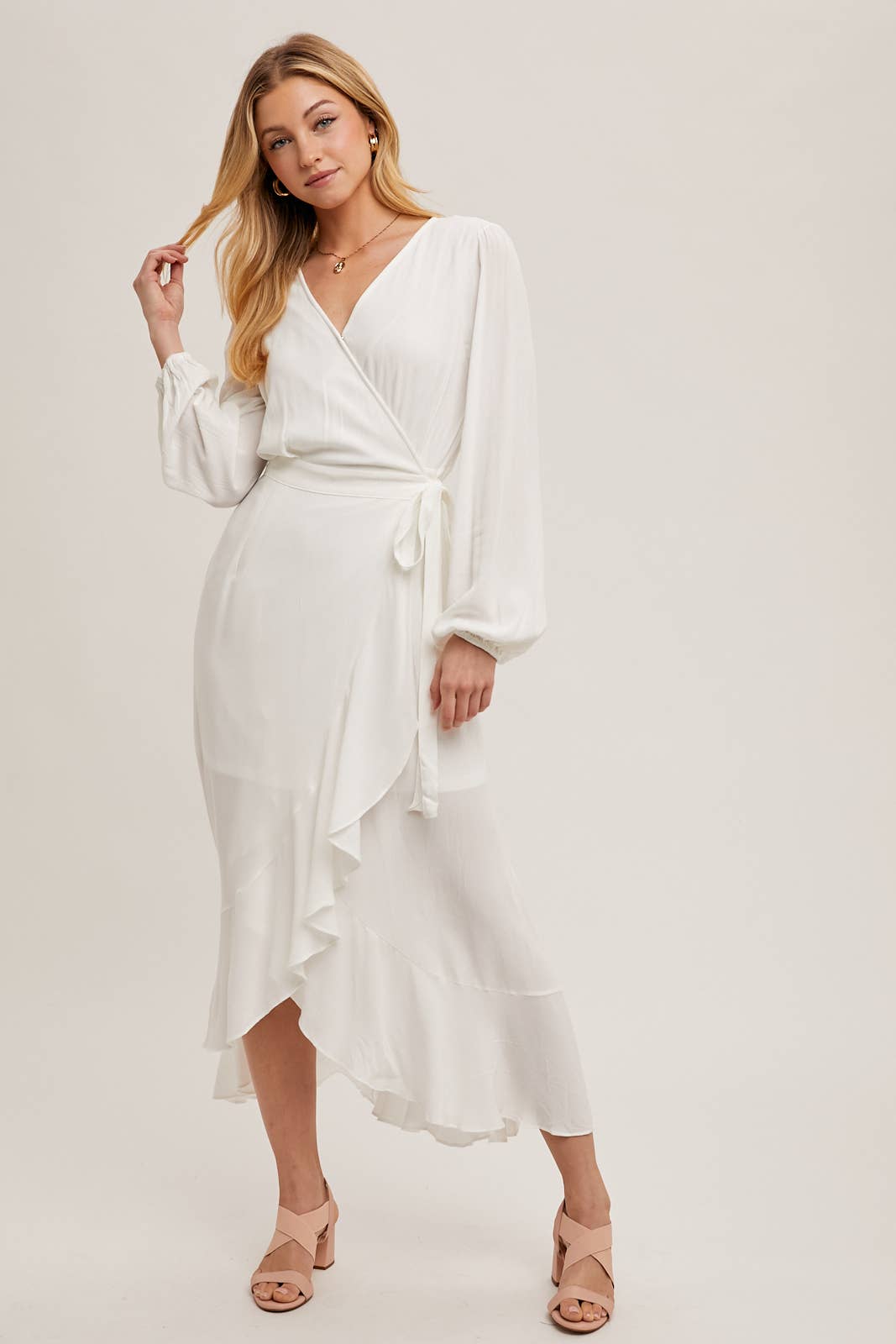 Bluivy - Ruffle Hem Maxi Wrap Dress