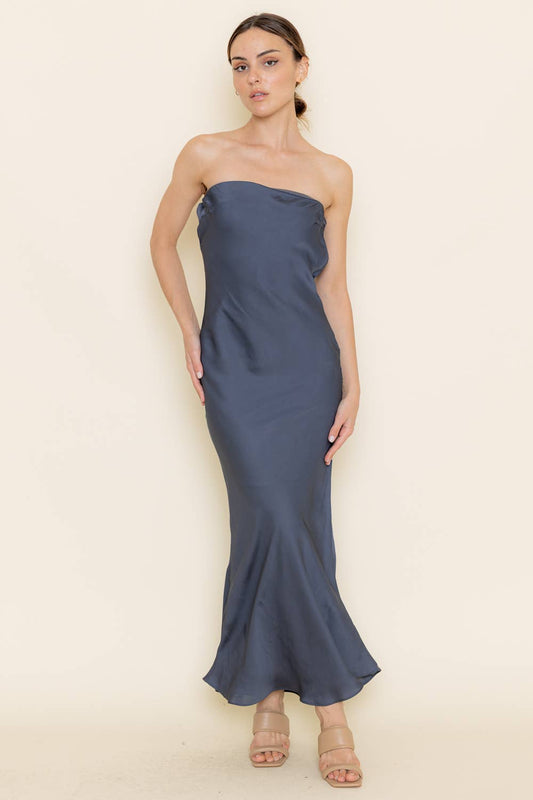 Fore Collection - Strapless Open Cowl Back Slip Dress