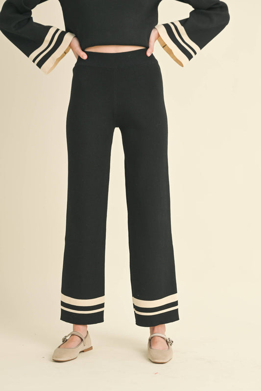 Miou Muse - Border Striped Knitted Pants