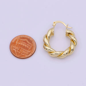 Aim Eternal - Bold Rope Design Gold hoop Twisted Earring