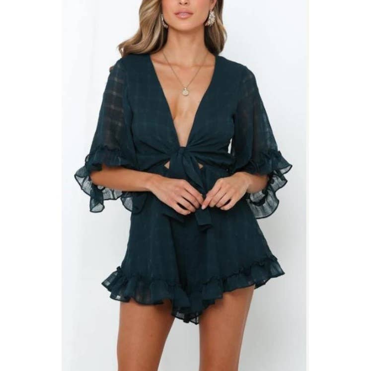 Saints & Secrets - Ruffled Short Sleeve Romper