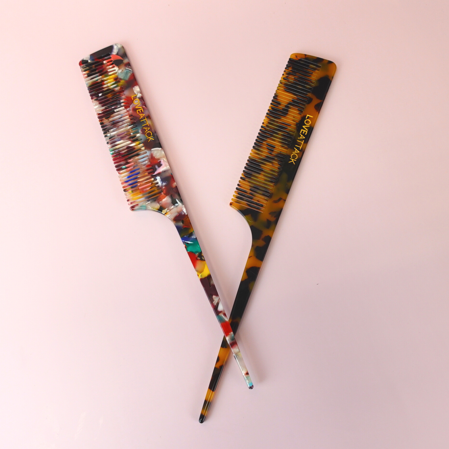 Love Attack - Cellulose Acetate Tail Hair Comb: White Tortoiseshell