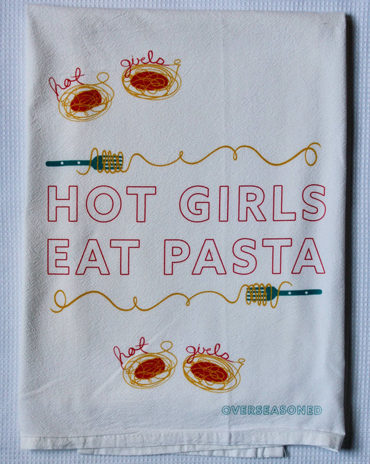 Overseasoned - Hot Girls Eat Pasta Tea Towel