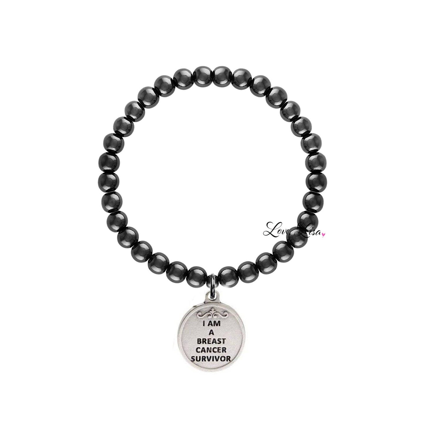 Love, Lisa - St. Agatha Patron Saint of Breast Cancer Bracelet: Silver