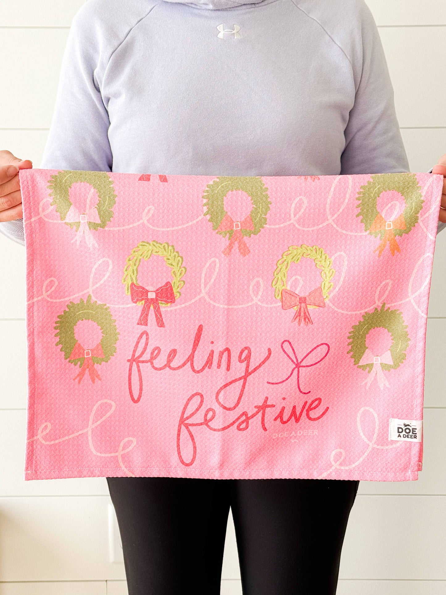 Doe A Deer - Feeling Festive Waffle Towel | Microfiber | Christmas