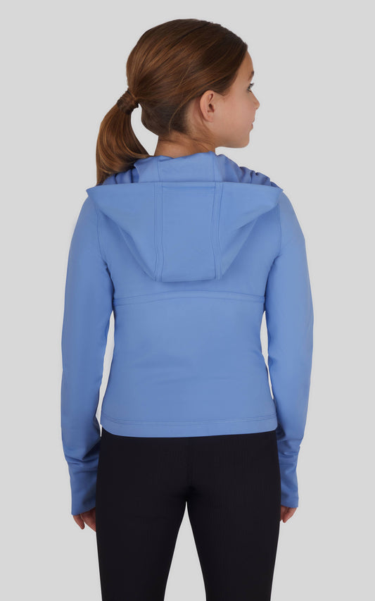 90 Degree by Reflex - Girls Everyday Full Zip Active Jacket with Hood: GRANADA SKY