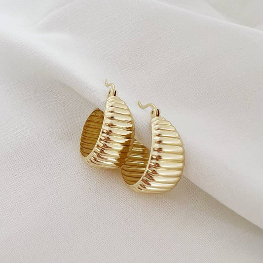 True By Kristy Jewelry - Riley Textured Dome Hoops Earrings Gold Filled