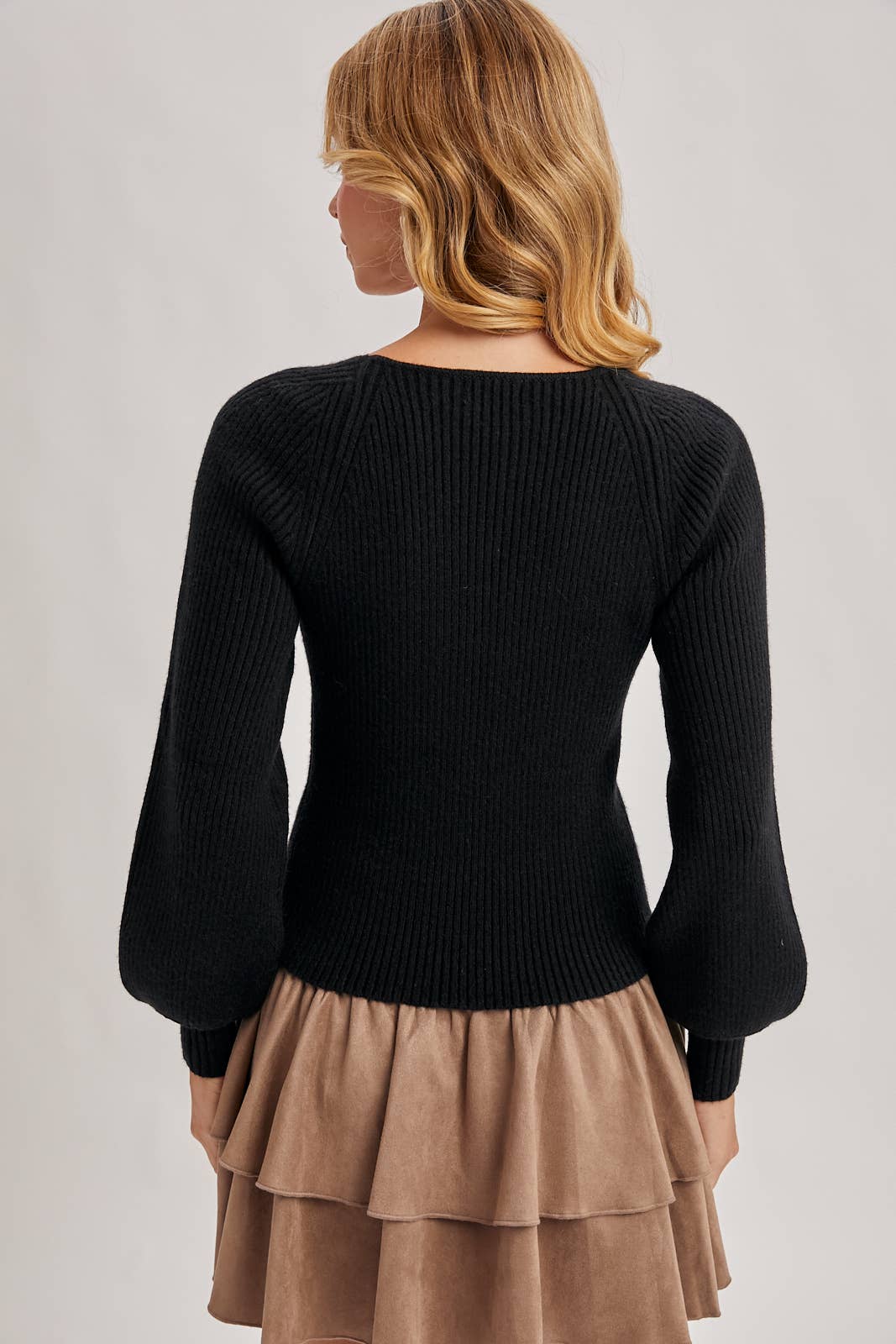 Bluivy - SWEETHEART NECK BISHOP SLEEVES SWEATER - HOLIDAY