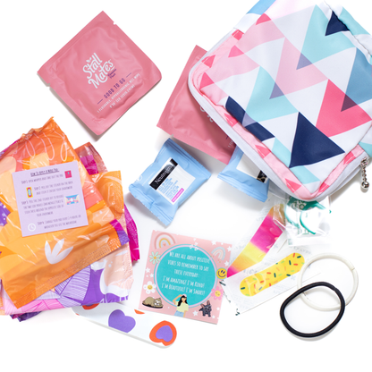 Girl E Kits - First Period Kit For Girls - Pink Triangles