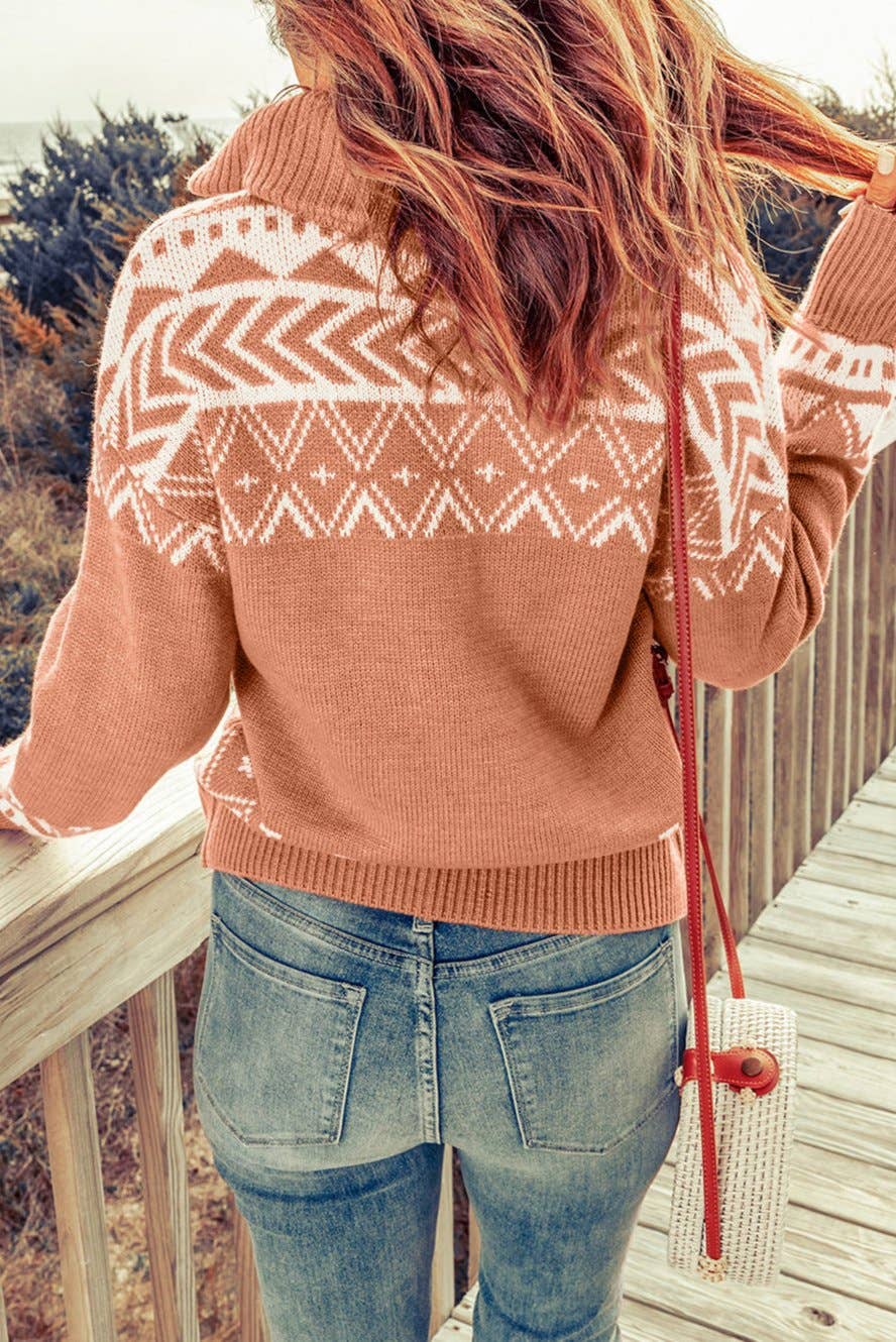 Pretty Bash - Geometric Quarter Zip Sweater