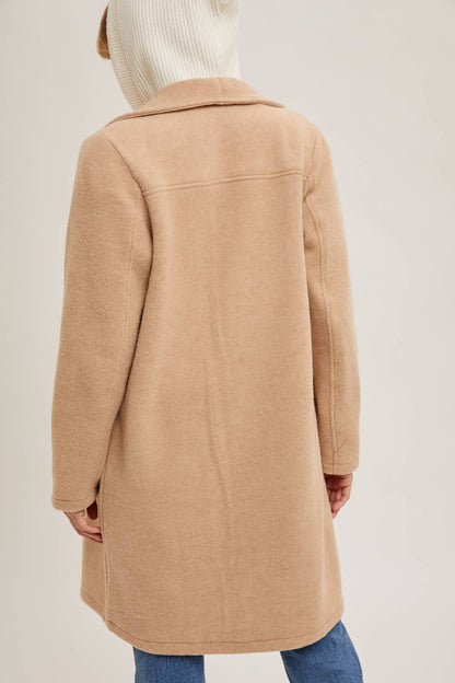 Bluivy - Open Front Knit Coat Jacket - Beige