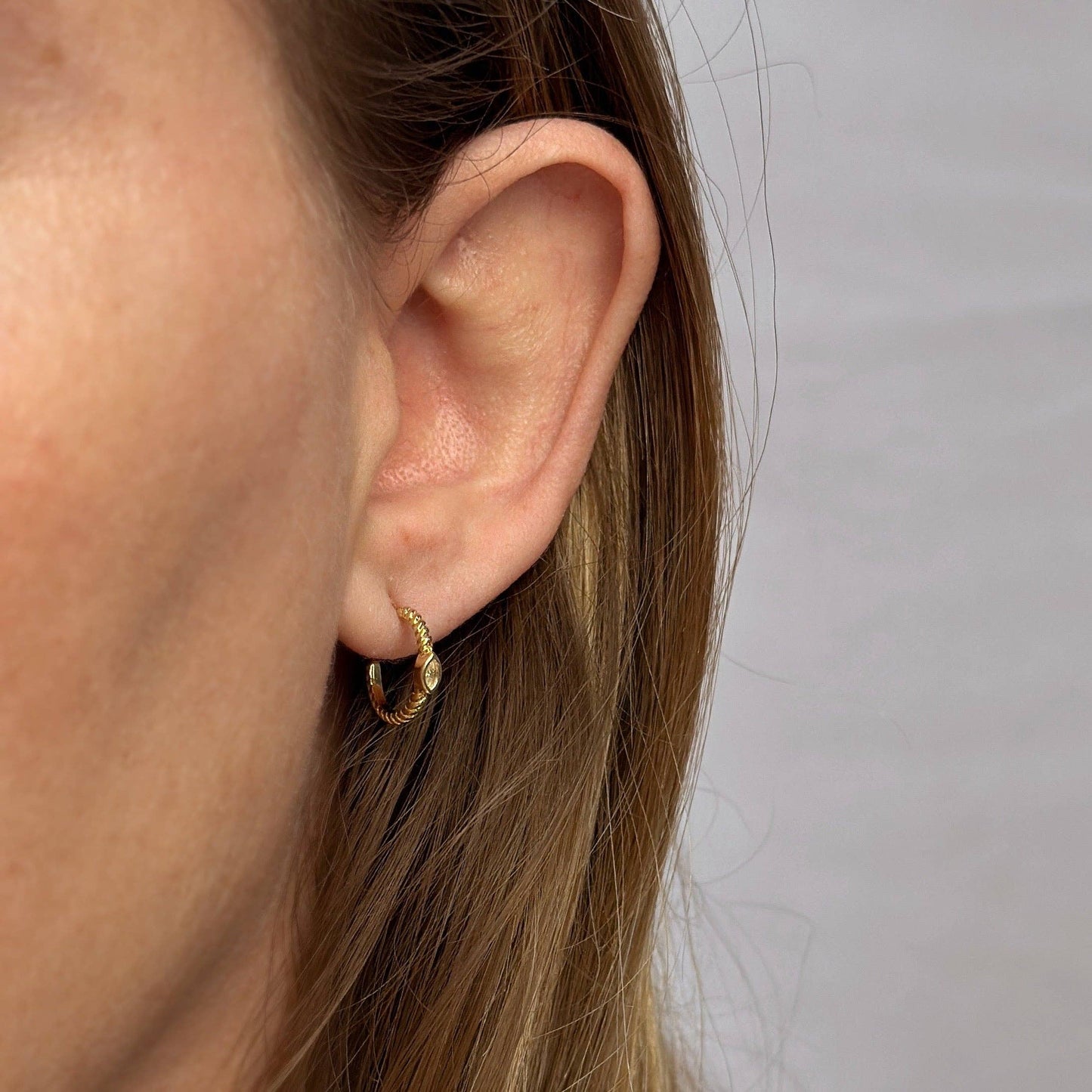 GoldFi - 18k Gold Filled Mini CZ Eye C Hoop Earrings