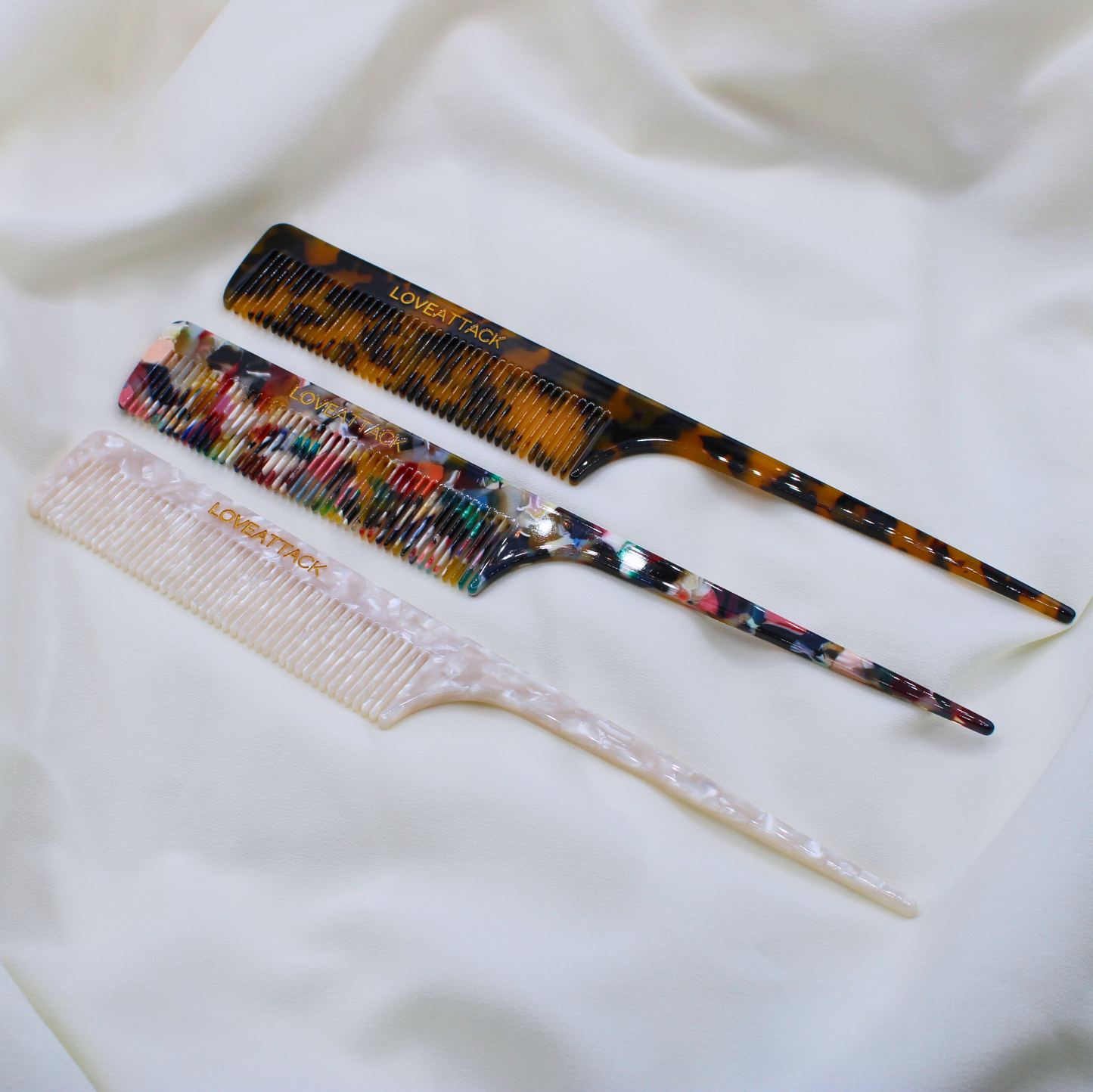 Love Attack - Cellulose Acetate Tail Hair Comb: Dark Tortoiseshell