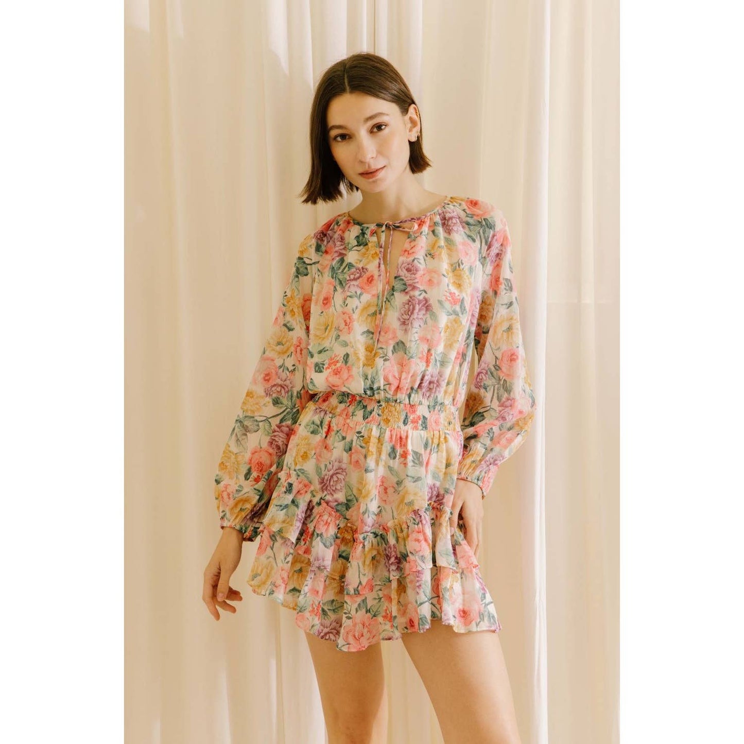 STORIA - Multi Color Rose Print Mini Dress