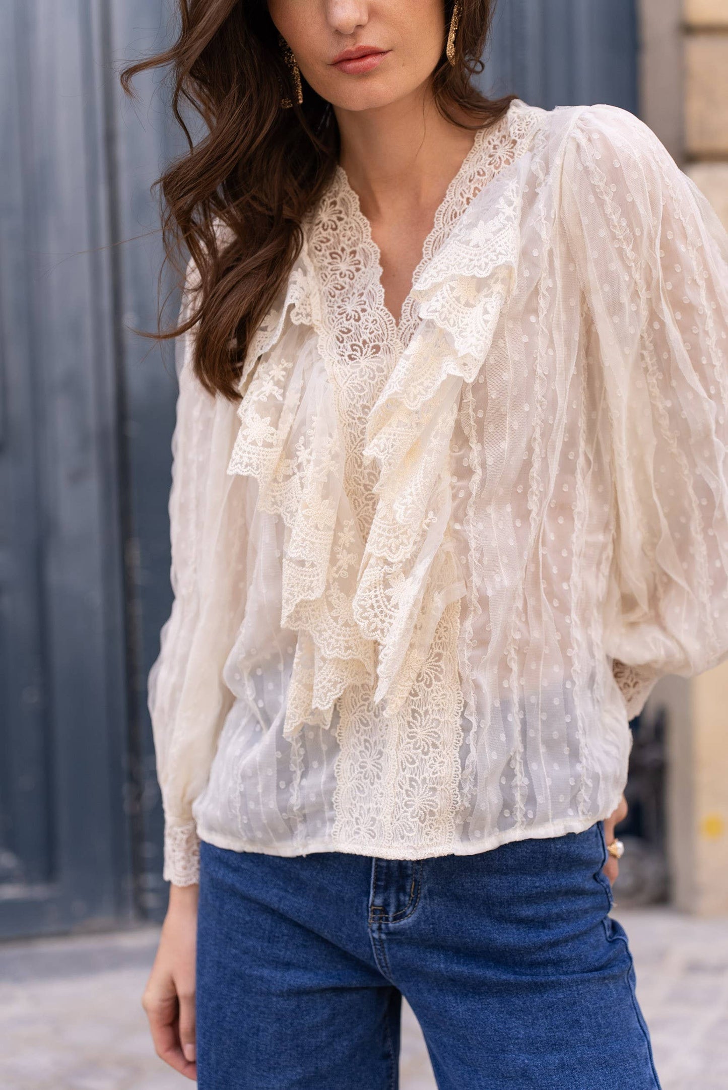 Choklate Paris - Frilly Neck Lace Top