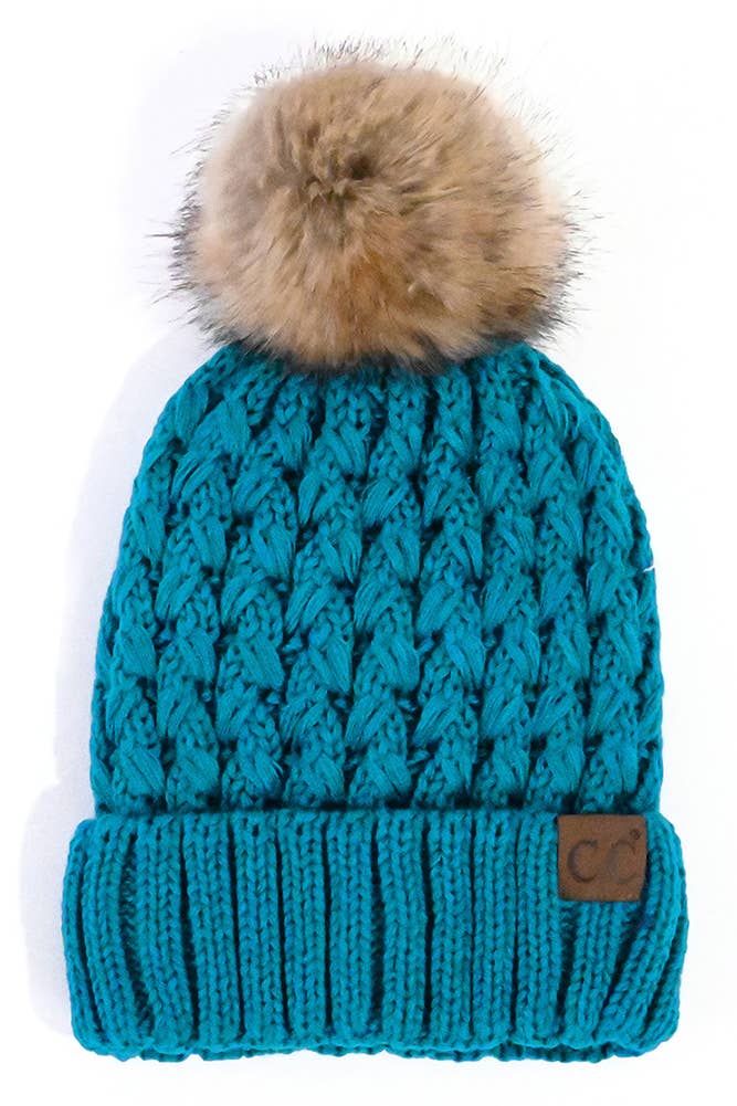 Hana - C.C Lattice Crossover Stitch Beanie Winter Hat