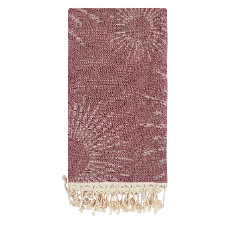 Kikoya - Sunbright Turkish Towels with Terry backing 35x70 Burgundy