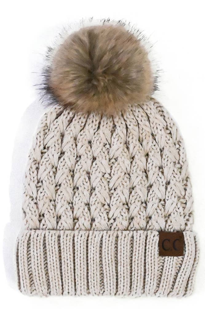 Hana - C.C Lattice Crossover Stitch Beanie Winter Hat