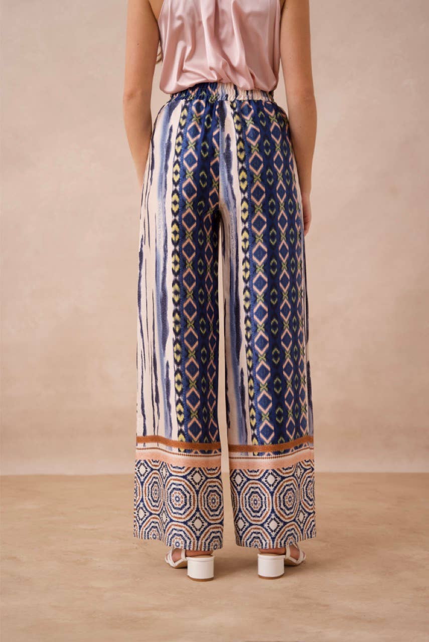 Choklate Paris - Patchwork Printed Palazzo Pants - Navy