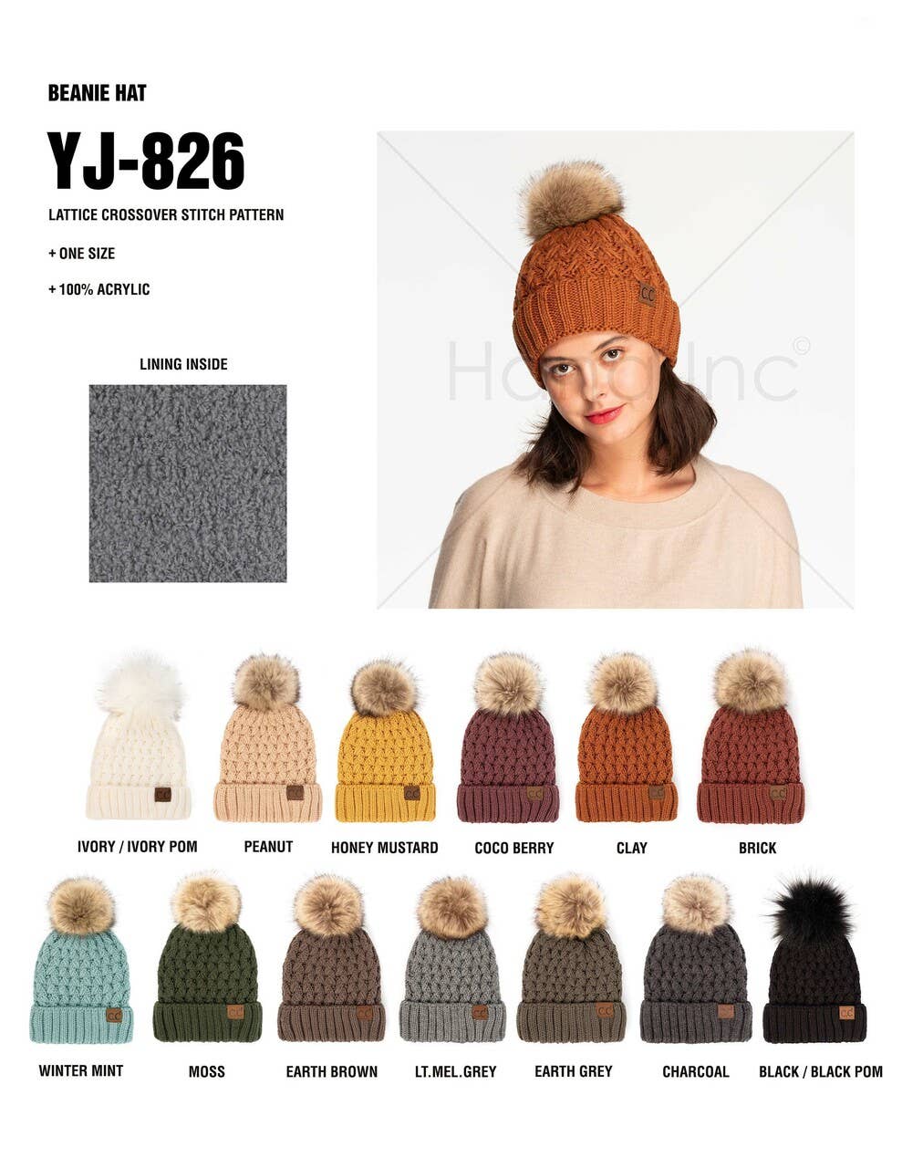 Hana - C.C Lattice Crossover Stitch Beanie Winter Hat
