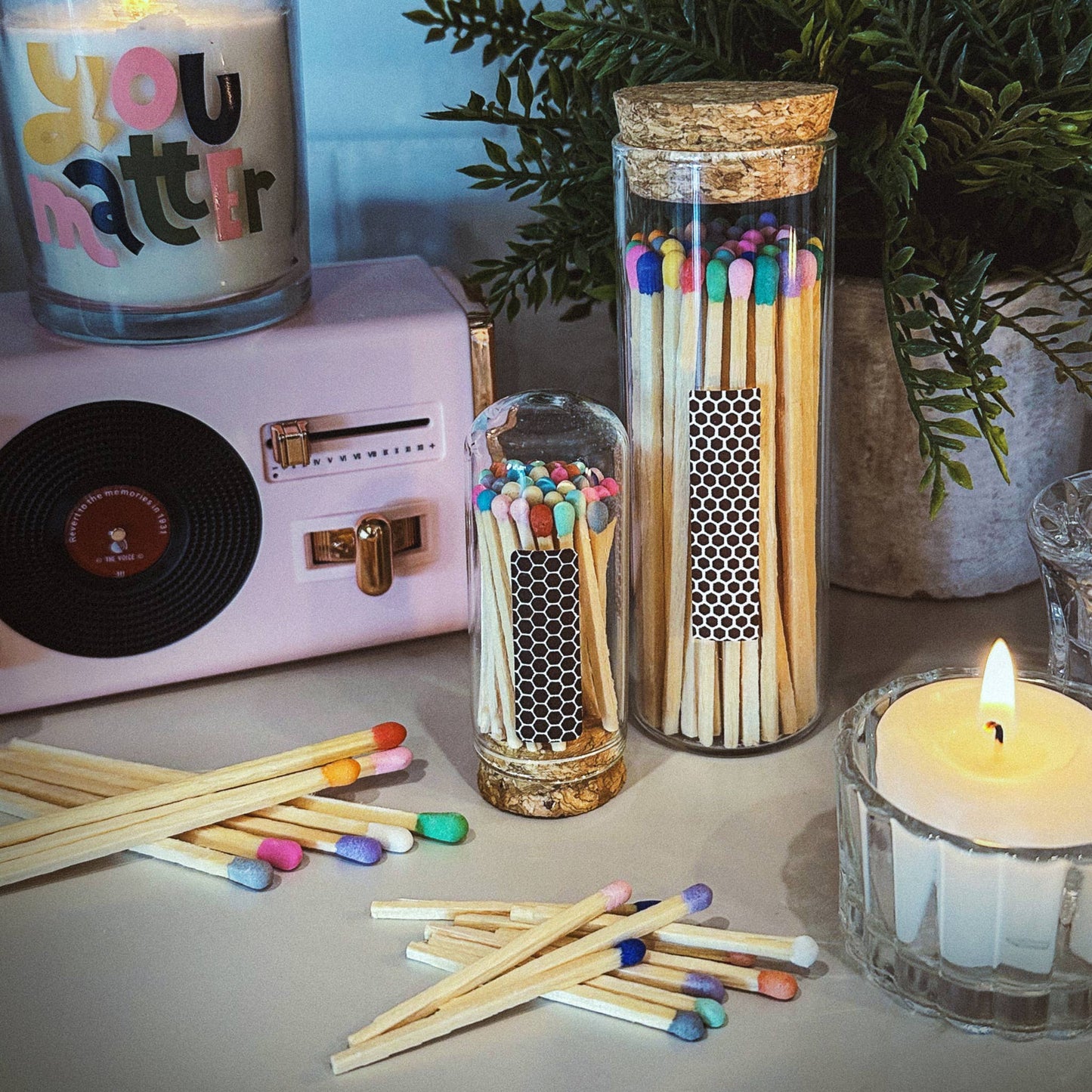 Thankful Greetings - 2" Matches + Mini Cloche - Colors of Your Choice + Strikers
