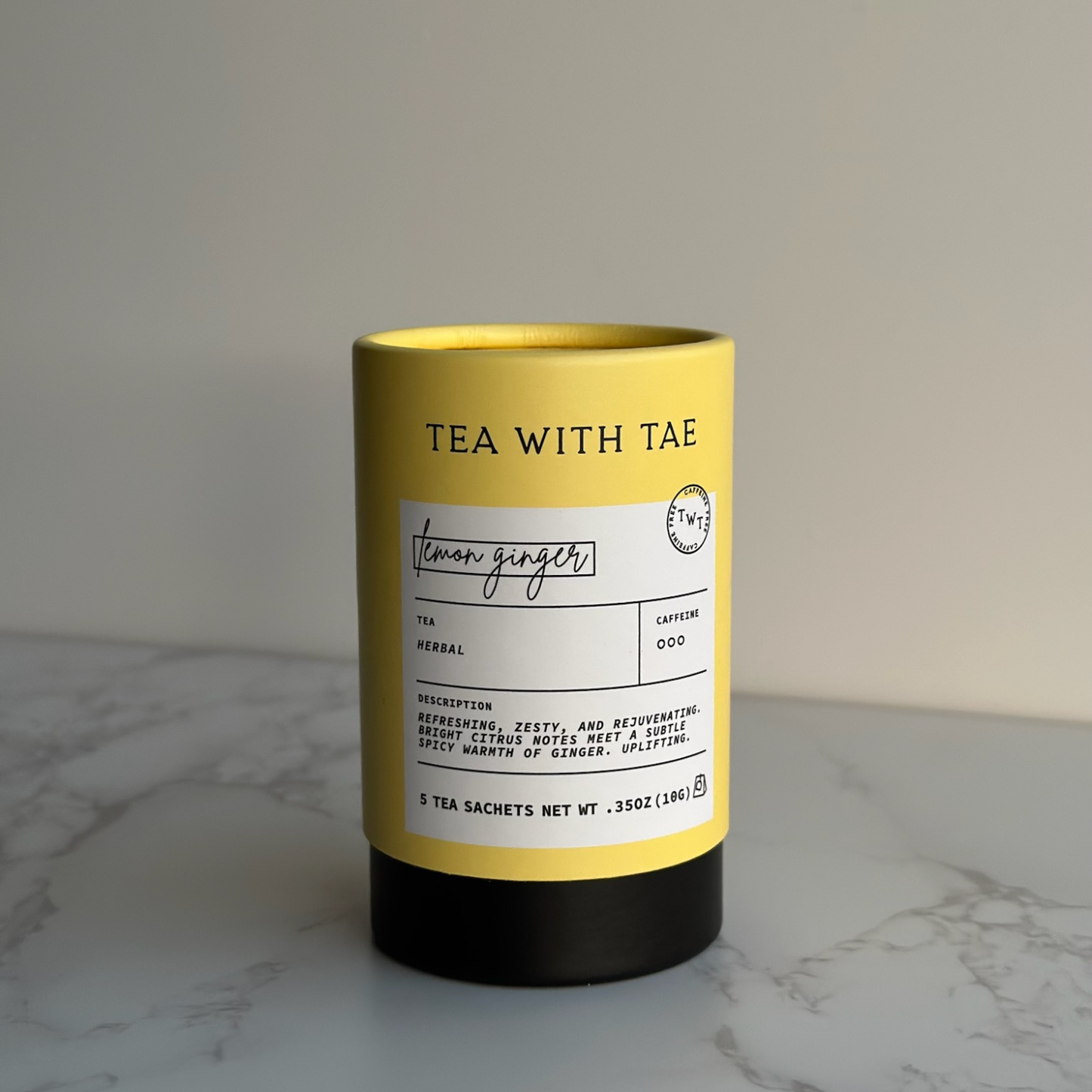 Tea with Tae - Lemon Ginger Herbal Mini Tube Gift (5 tea bags)