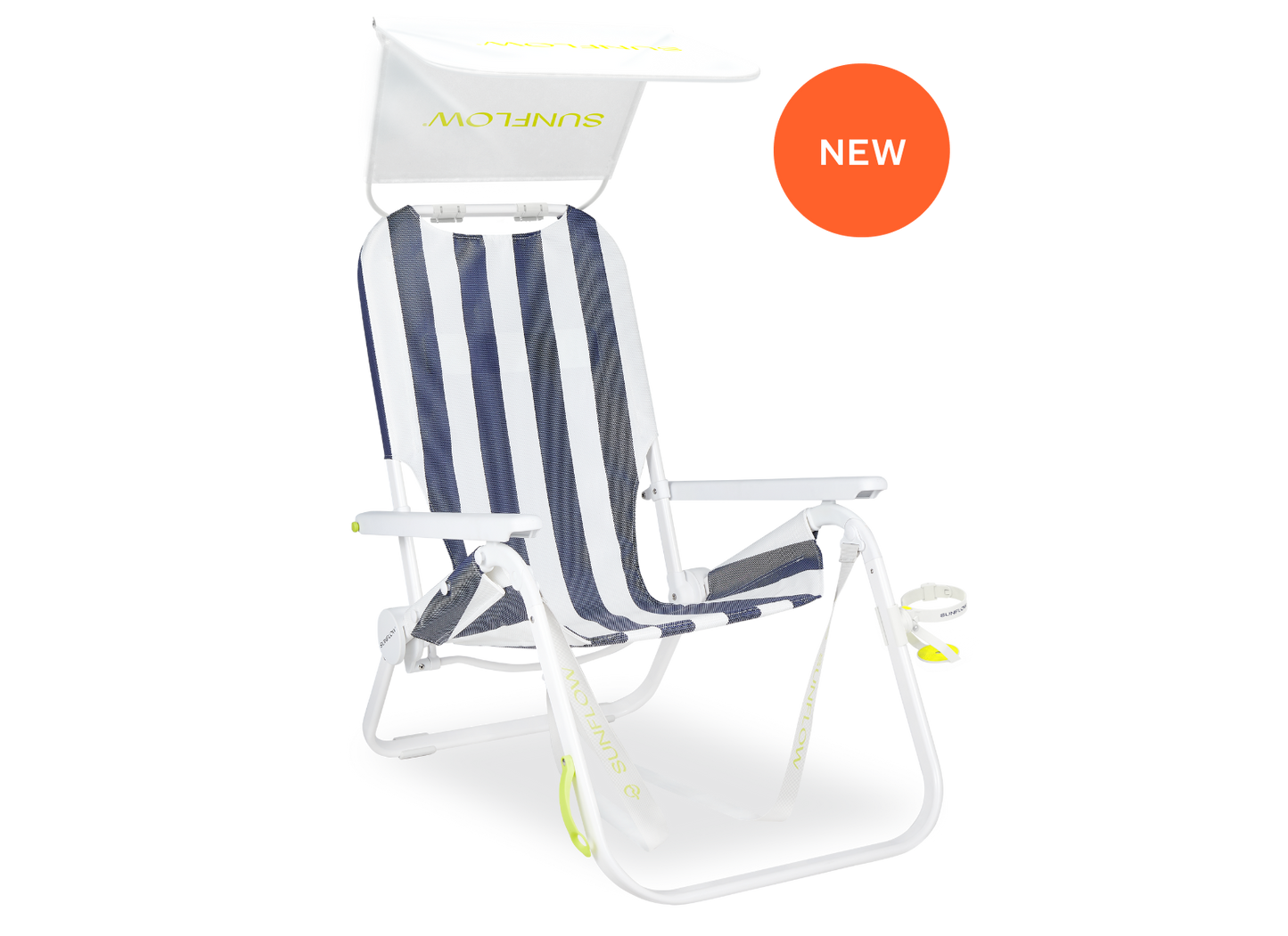 SUNFLOW - The Shore Thing Chair: Rosé Pink Stripe / The Shore Thing Chair with Sun Shade and Drink Holder