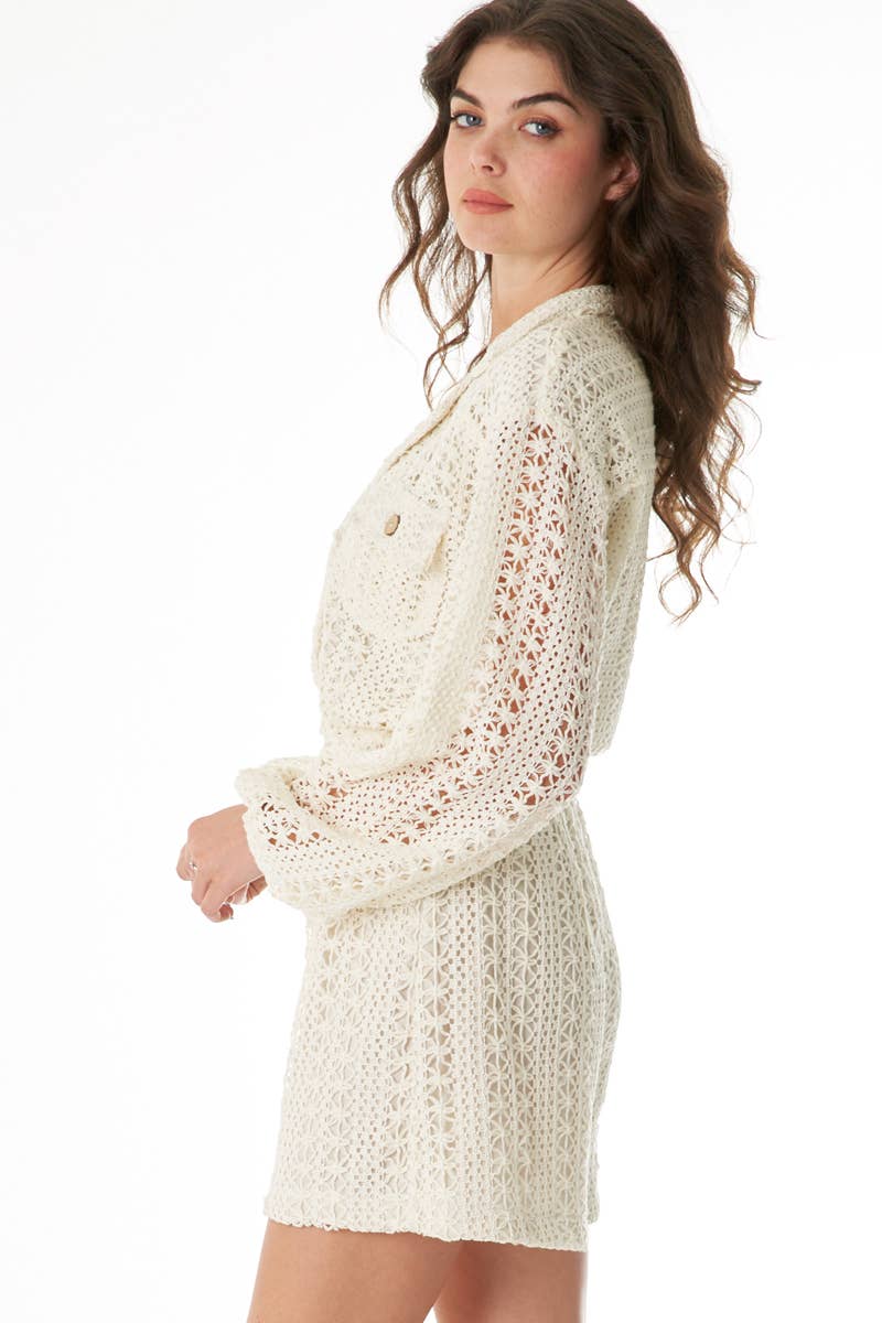 En Crème - Crochet Long Sleeve Romper