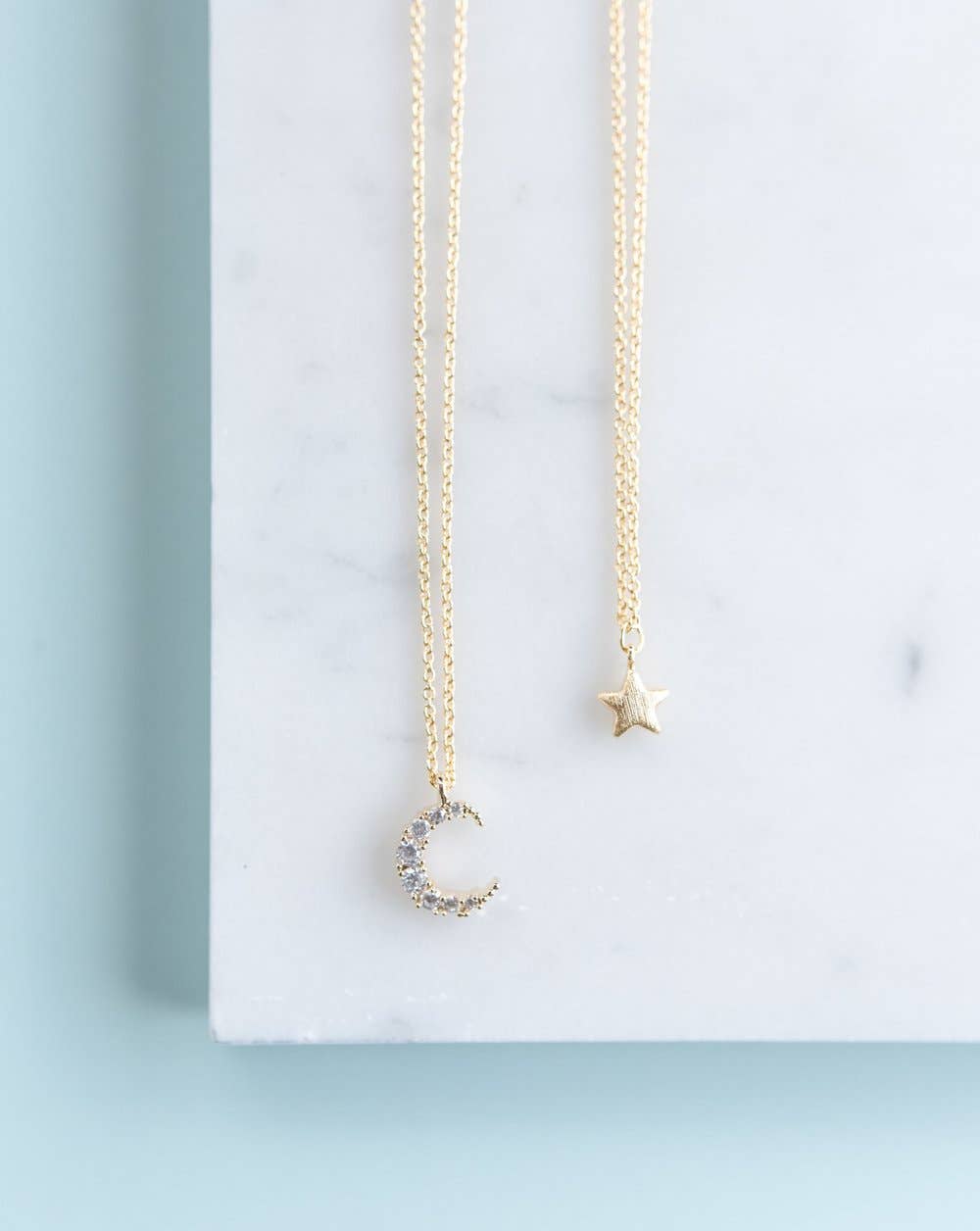 Helmsie - Momma + Me Moon and Star Necklace Set