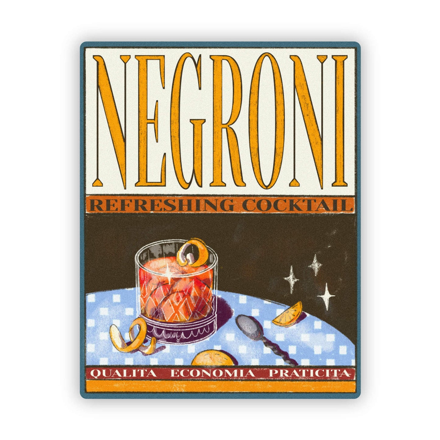 Big Moods - "Negroni" Vintage Poster Cocktail Sticker