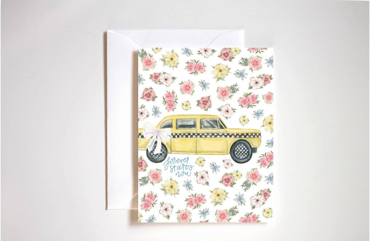 Stephanie Tara Stationery - Forever starts now wedding vintage taxi card