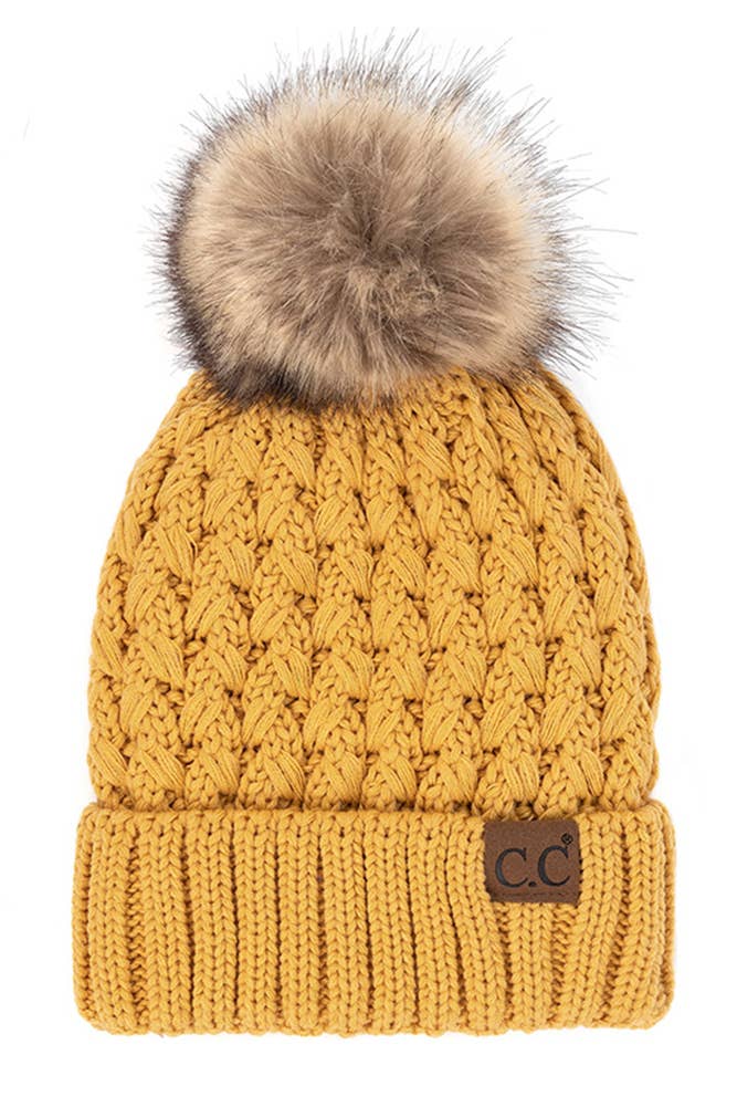 Hana - C.C Lattice Crossover Stitch Beanie Winter Hat