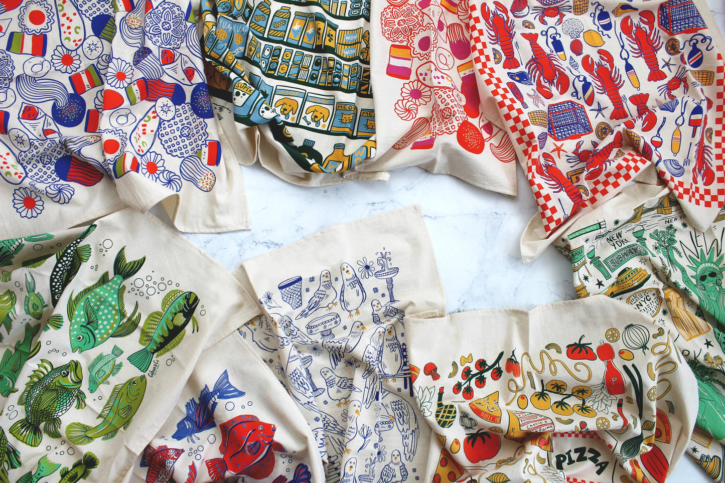 Calhoun & Co. - Italian Holiday Cookies Screen Printed Tea Towel 