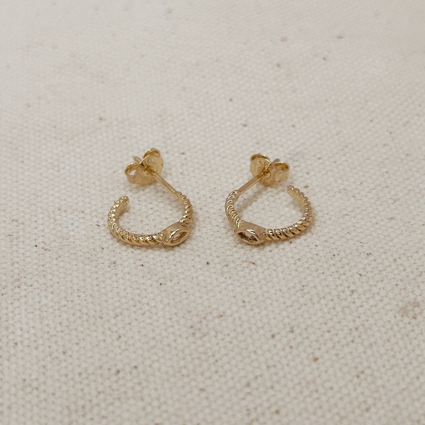 GoldFi - 18k Gold Filled Mini CZ Eye C Hoop Earrings