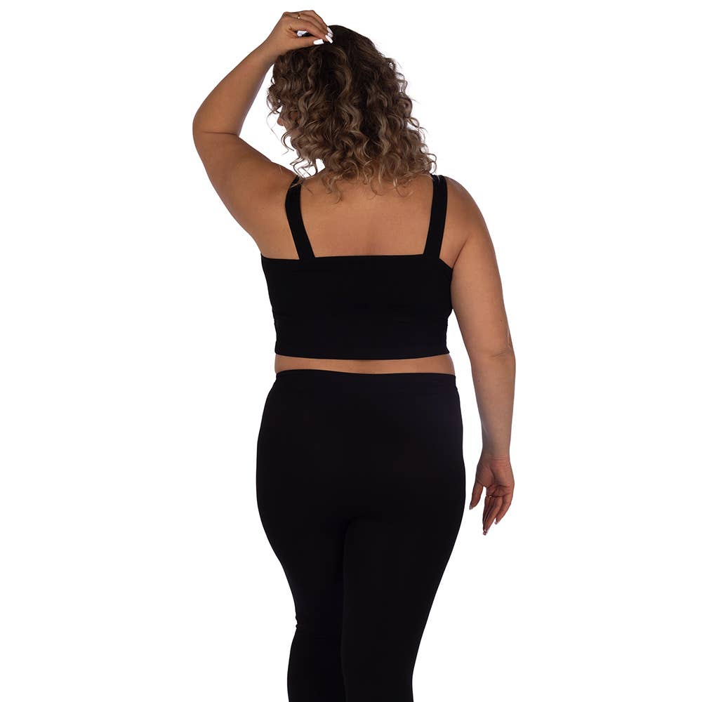 Skinnytees - Soft Ribbed V Neck Crop Top: Plus / Black