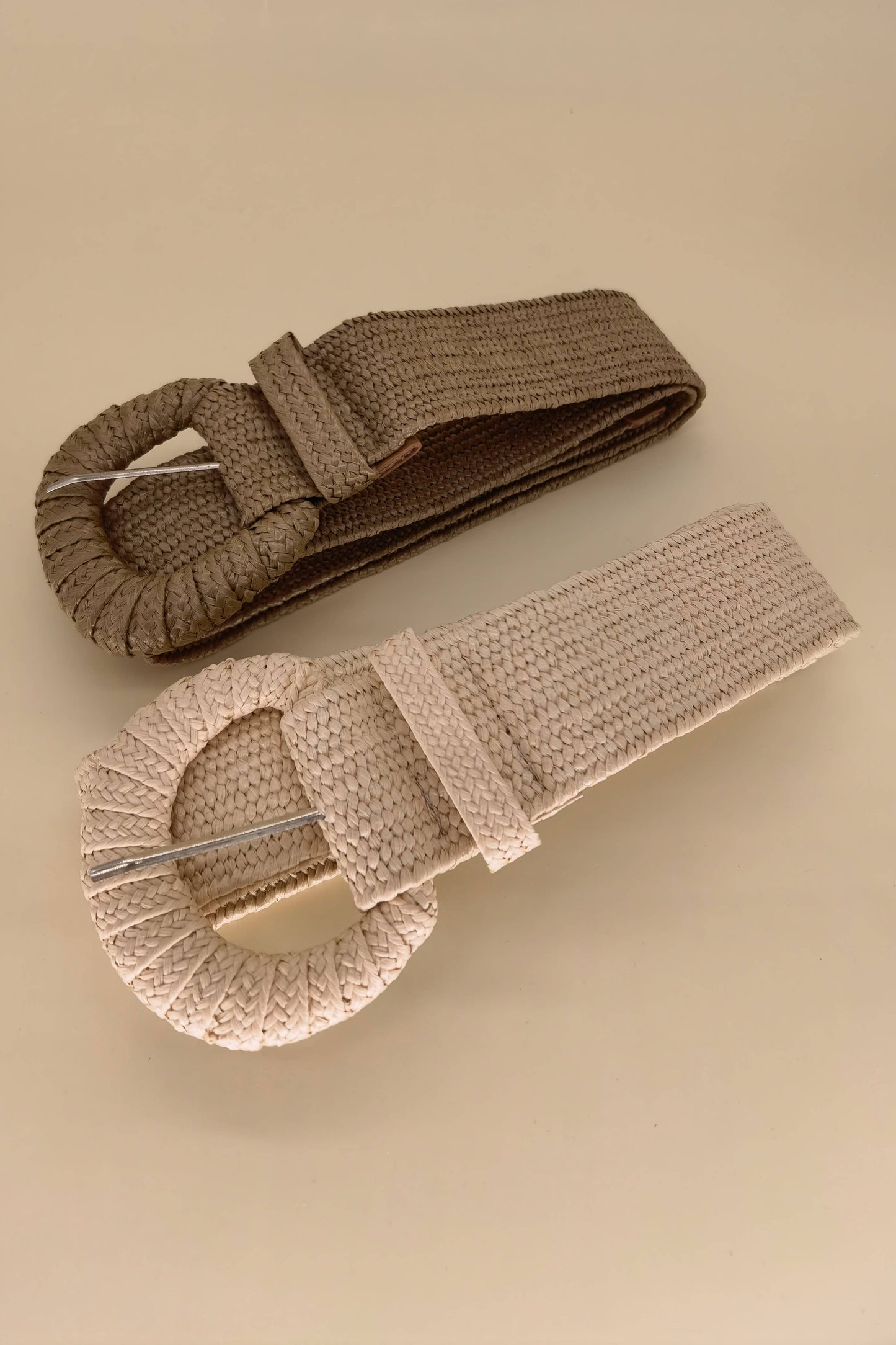 ESLEY - Woven Adjustable Belt - Beige