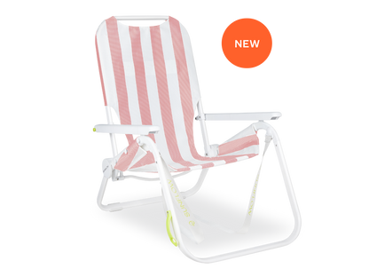 SUNFLOW - The Shore Thing Chair: Rosé Pink Stripe / The Shore Thing Chair with Sun Shade and Drink Holder