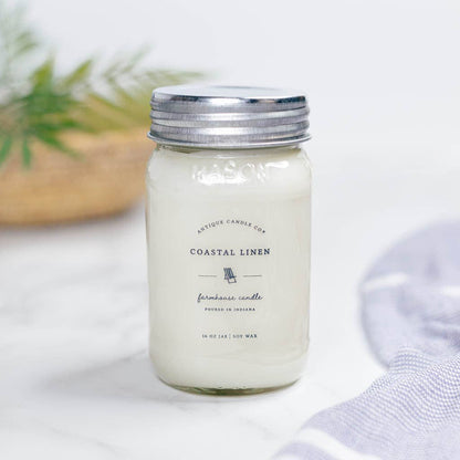 Antique Candle Co.® - Soy Wax Mason Jar Candle - Coastal Linen  - 2 oz.