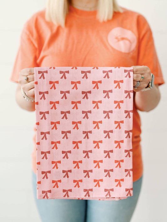Doe A Deer - Red Bows Tea Towel