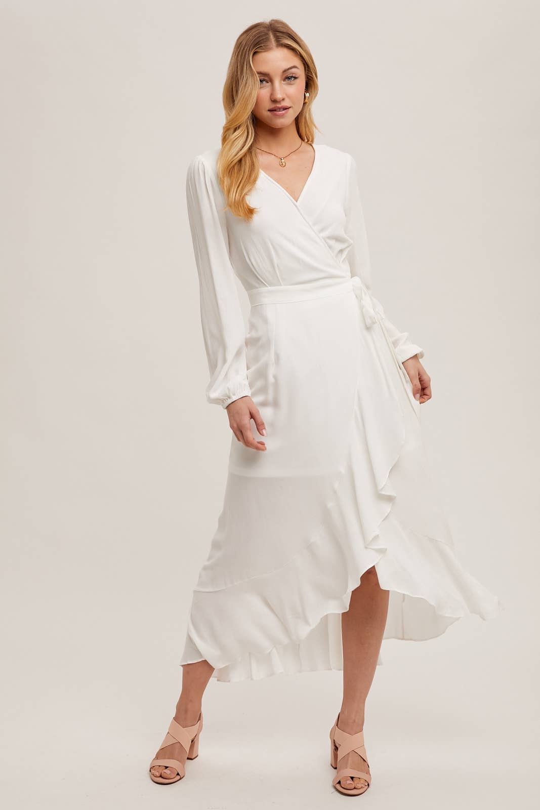 Bluivy - Ruffle Hem Maxi Wrap Dress